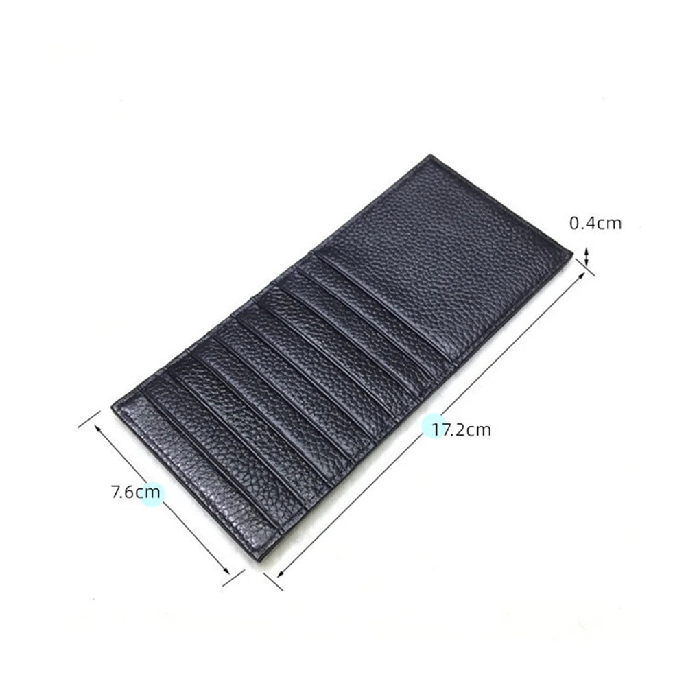 Large Capacity Credit Card Holder Custom Letters Genuine Leather 9 Card Sleeve Well Organize Cowhide Business Cardholder Wallet