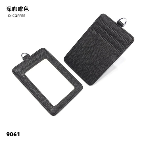 Custom Name ID Badge Card Holder with Strap Genuine Leather Business Office Woman Man Work Cardholder Engrave Initials Card Bag