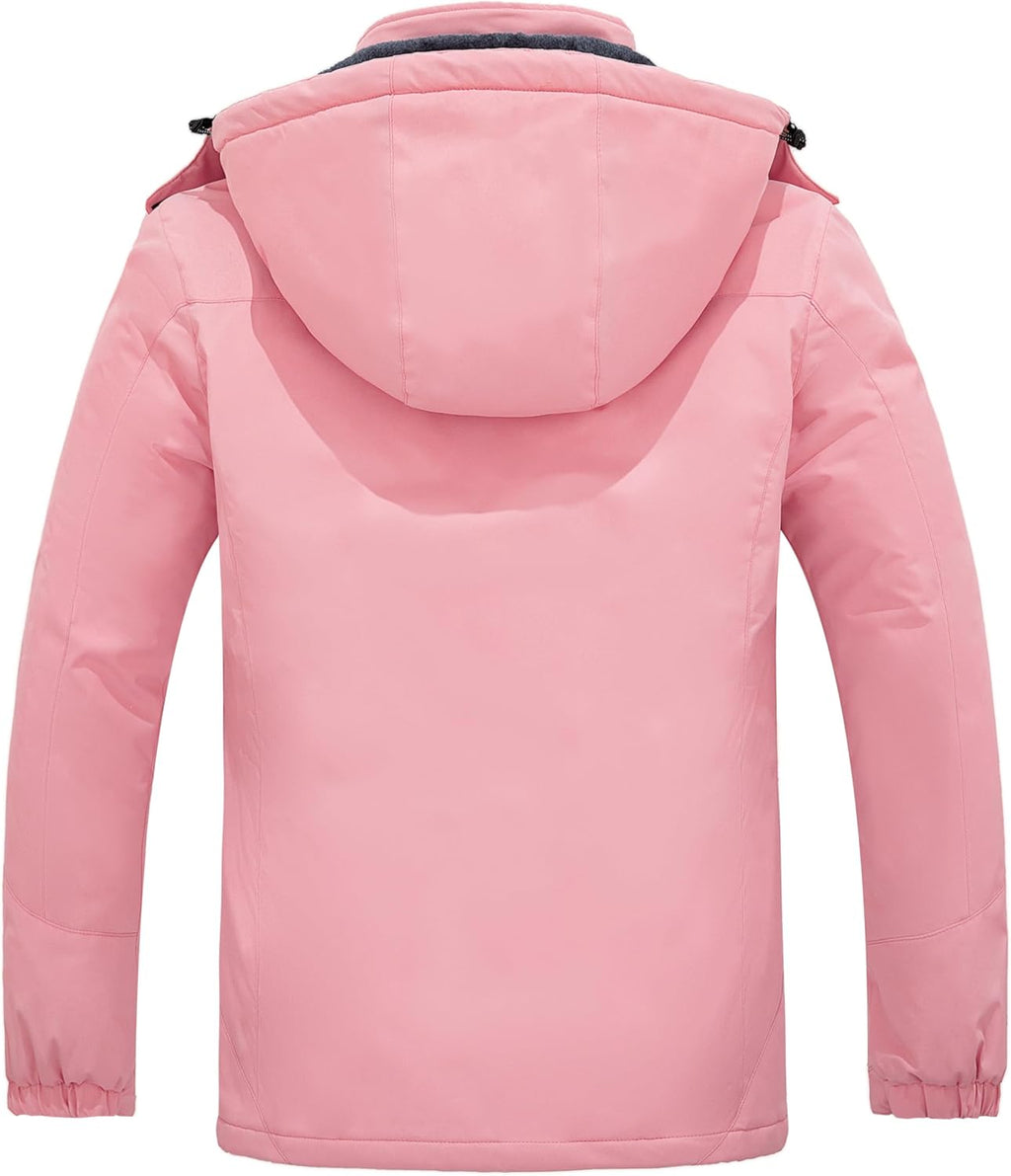 Women Hardshell Waterproof Windproof Insulated Ski Trekking Jacket | Adjustable Hood and Hem & Unrestricted All-Terrain Outdoor Comfort