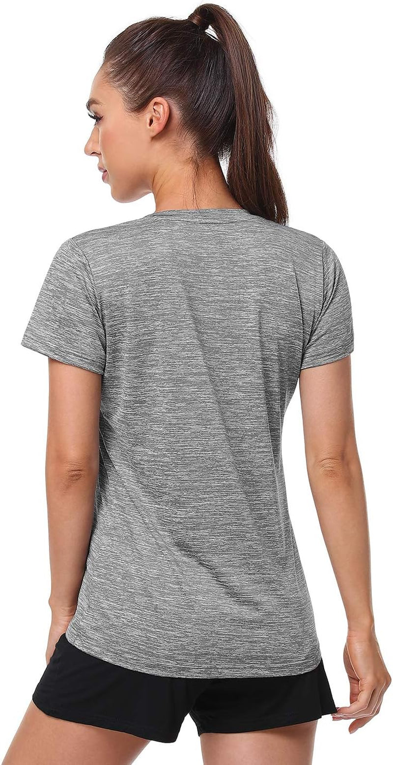5-Pack Women'S Short Sleeve Dry Fit T-Shirt Moisture Wicking V-Neck Tee | Exercise Yoga Tees,Quick Dry Tops for Workout,Gym