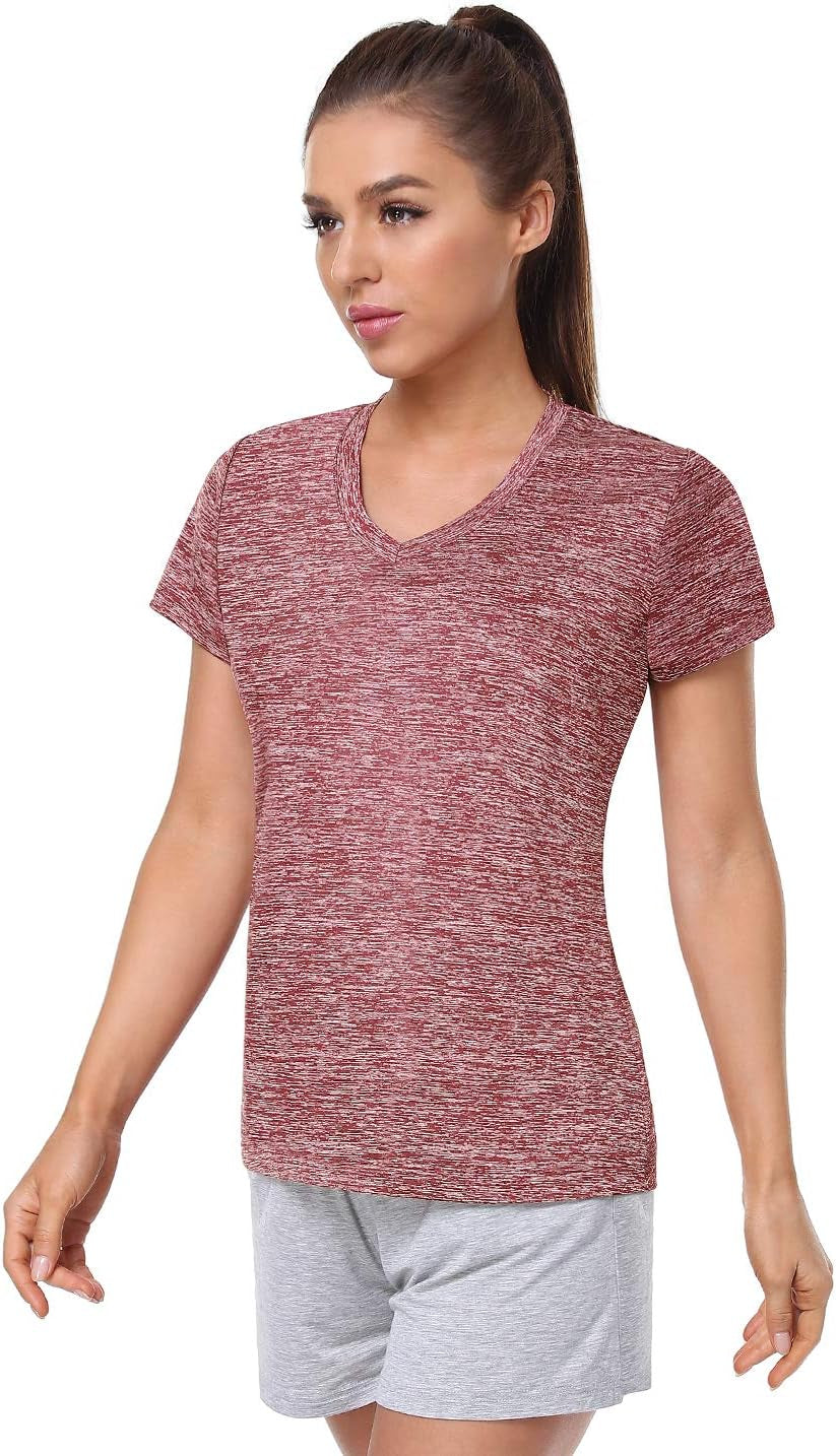 5-Pack Women'S Short Sleeve Dry Fit T-Shirt Moisture Wicking V-Neck Tee | Exercise Yoga Tees,Quick Dry Tops for Workout,Gym