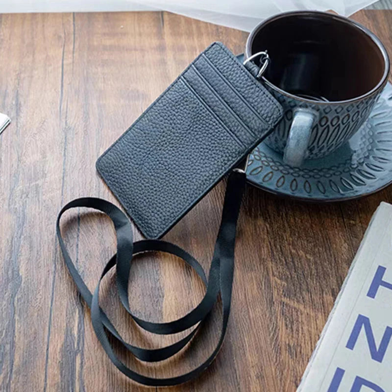 Custom Name ID Badge Card Holder with Strap Genuine Leather Business Office Woman Man Work Cardholder Engrave Initials Card Bag