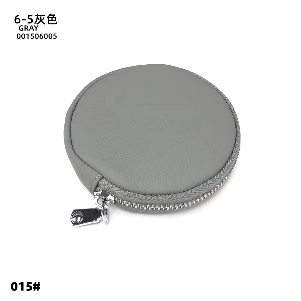 Genuine Leather Zip round Coin Purse Custom Letters Gift Women Small Circle Pouch Personalize Name Girl Cowhide Money Pocket Bag