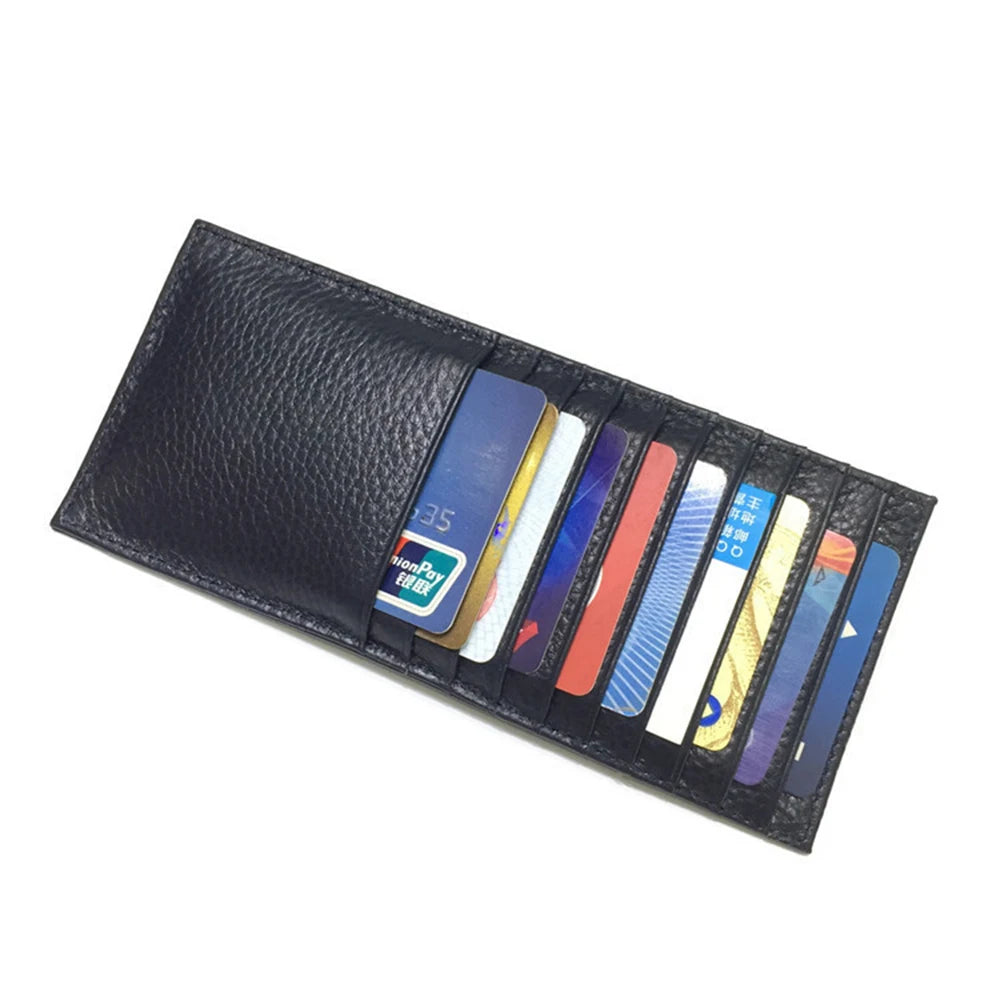 Large Capacity Credit Card Holder Custom Letters Genuine Leather 9 Card Sleeve Well Organize Cowhide Business Cardholder Wallet